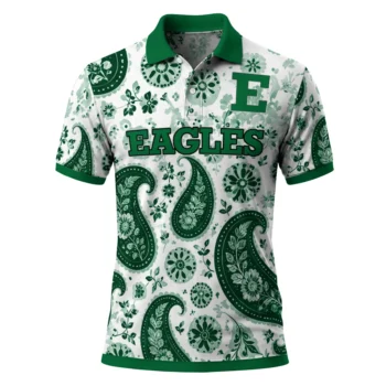 Eastern Michigan Eagles Polo Shirt Customized Paisley Florals Green White Best Selling