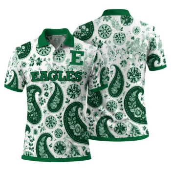 Eastern Michigan Eagles Polo Shirt Customized Paisley Florals Green White Fashion Forward