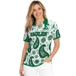 Eastern Michigan Eagles Polo Shirt Customized Paisley Florals Green White Best Selling