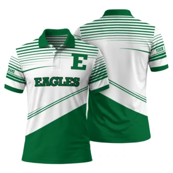 Eastern Michigan Eagles Polo Shirt Customized Slanted Stripes Green White Fashion Forward
