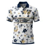 Fiu Panthers Polo Shirt Personalized Floral Pinstripe Blue White Best Selling