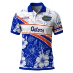 Florida Gators Polo Shirt Custom Floral Angles Blue White Best Selling