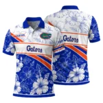Florida Gators Polo Shirt Custom Floral Angles Blue White Best Selling