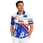 Florida Gators Polo Shirt Custom Floral Angles Blue White Best Selling