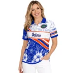 Florida Gators Polo Shirt Custom Floral Angles Blue White Best Selling