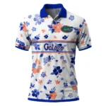 Florida Gators Polo Shirt Custom Floral Pinstripe Blue White Best Selling