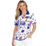 Florida Gators Polo Shirt Custom Floral Pinstripe Blue White Best Selling