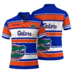 Florida Gators Polo Shirt Custom Horizontal Blocks Blue Best Selling