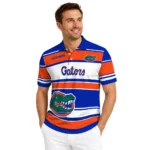 Florida Gators Polo Shirt Custom Horizontal Blocks Blue Best Selling