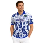 Florida Gators Polo Shirt Custom Paisley Florals Blue White Best Selling