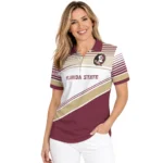 Florida State Seminoles Polo Shirt Customized Slanted Stripes Garnet White Best Selling
