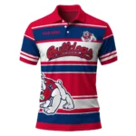 Fresno State Bulldogs Polo Shirt Custom Horizontal Blocks Red Best Selling