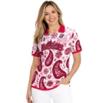 Fresno State Bulldogs Polo Shirt Custom Paisley Florals Red White Best Selling