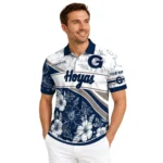 Georgetown Hoyas Polo Shirt Customized Floral Angles Blue White Best Selling