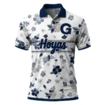 Georgetown Hoyas Polo Shirt Customized Floral Pinstripe Blue White Best Selling