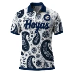 Georgetown Hoyas Polo Shirt Customized Paisley Florals Blue White Best Selling