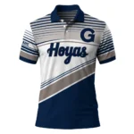 Georgetown Hoyas Polo Shirt Customized Slanted Stripes Blue White Best Selling