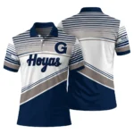 Georgetown Hoyas Polo Shirt Customized Slanted Stripes Blue White Best Selling