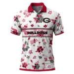 Georgia Bulldogs Polo Shirt Personalized Floral Pinstripe Red White Best Selling