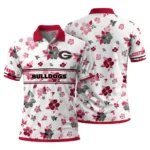 Georgia Bulldogs Polo Shirt Personalized Floral Pinstripe Red White Best Selling