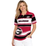Georgia Bulldogs Polo Shirt Personalized Horizontal Blocks Red Best Selling