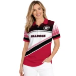Georgia Bulldogs Polo Shirt Personalized Slanted Stripes Red White Best Selling