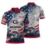 Georgia Bulldogs Polo Shirt Personalized Star Brushstrokes Red Blue Best Selling