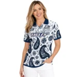 Georgia Southern Eagles Polo Shirt Custom Paisley Florals Blue White Best Selling
