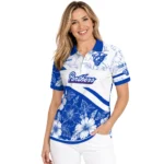 Georgia State Panthers Polo Shirt Customized Floral Angles Blue White Best Selling
