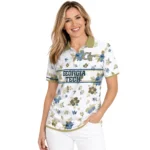 Georgia Tech Yellow Jackets Polo Shirt Custom Floral Pinstripe Gold White Best Selling