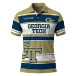 Georgia Tech Yellow Jackets Polo Shirt Custom Horizontal Blocks Gold Best Selling