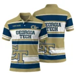 Georgia Tech Yellow Jackets Polo Shirt Custom Horizontal Blocks Gold Best Selling