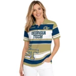 Georgia Tech Yellow Jackets Polo Shirt Custom Horizontal Blocks Gold Best Selling