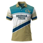 Georgia Tech Yellow Jackets Polo Shirt Custom Slanted Stripes Gold White Best Selling