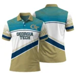 Georgia Tech Yellow Jackets Polo Shirt Custom Slanted Stripes Gold White Best Selling