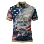 Georgia Tech Yellow Jackets Polo Shirt Custom Star Brushstrokes Gold Blue Best Selling