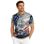 Georgia Tech Yellow Jackets Polo Shirt Custom Star Brushstrokes Gold Blue Best Selling