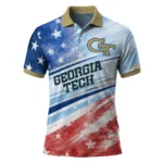 Georgia Tech Yellow Jackets Polo Shirt Custom Star Stripes Red Blue Best Selling