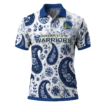 Golden State Warriors Polo Shirt - Personalized Paisley Florals Blue White