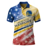 Golden State Warriors Polo Shirt - Personalized Star Stripes Red Blue