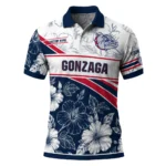 Gonzaga Bulldogs Polo Shirt Personalized Floral Angles Blue White Best Selling