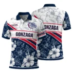 Gonzaga Bulldogs Polo Shirt Personalized Floral Angles Blue White Best Selling