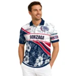 Gonzaga Bulldogs Polo Shirt Personalized Floral Angles Blue White Best Selling