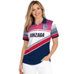 Gonzaga Bulldogs Polo Shirt Personalized Slanted Stripes Blue White Best Selling