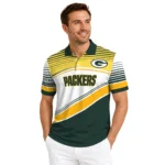 Green Bay Packers Polo Shirt Customized Slanted Stripes Green White Best Selling