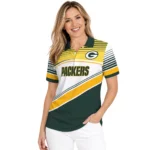 Green Bay Packers Polo Shirt Customized Slanted Stripes Green White Best Selling