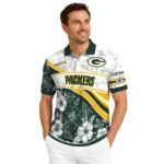 Green Bay Packers Polo Shirt Personalized Floral Angles Green White Best Selling