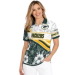 Green Bay Packers Polo Shirt Personalized Floral Angles Green White Best Selling