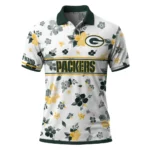 Green Bay Packers Polo Shirt Personalized Floral Pinstripe Green White Best Selling