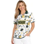 Green Bay Packers Polo Shirt Personalized Floral Pinstripe Green White Best Selling